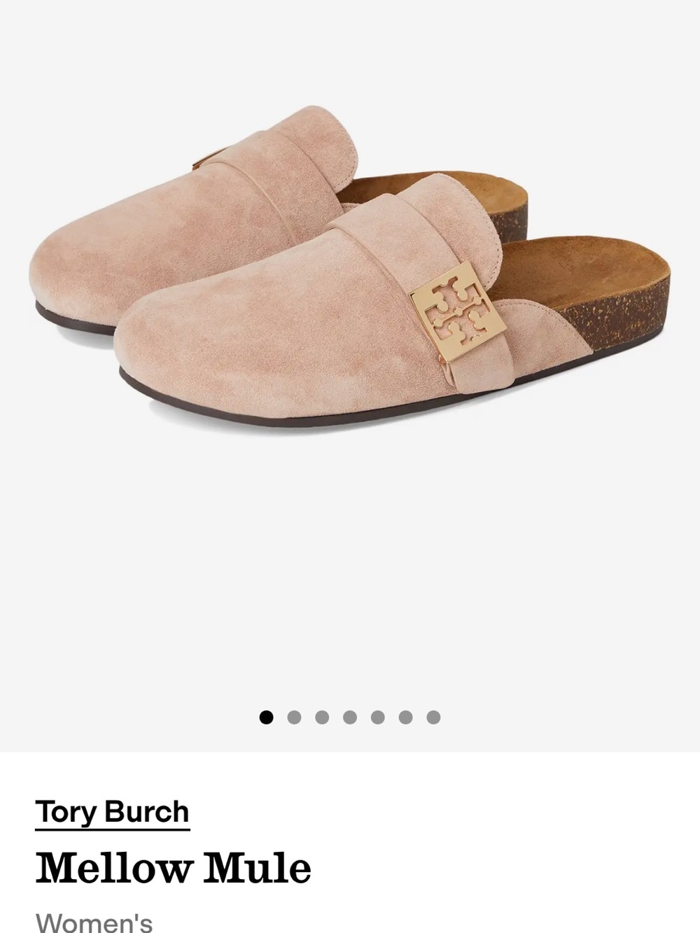 Tory Burch Malva Suede Mule with Gold Logo